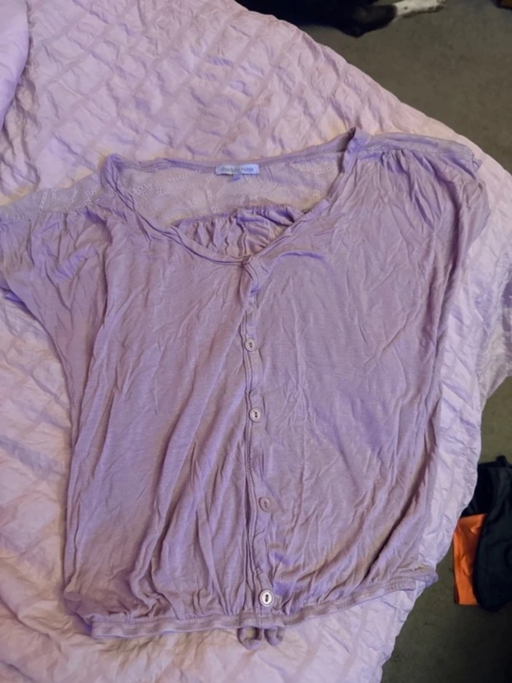 Charlotte russe mauve/light purple boho button front top Small woman's